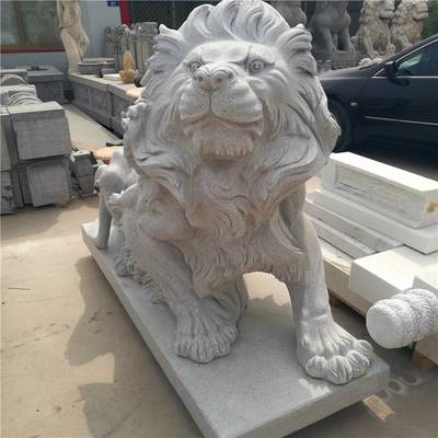 晚霞紅雕刻趴獅 仿古動物石雕的藝術魅力與加工定制